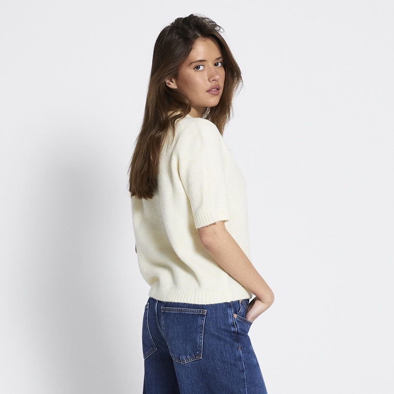 Basic short sleeve knit cardigan "Margot" Light Yellow